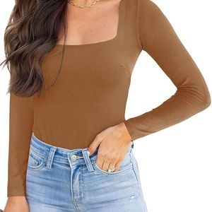 Square Neck Double Lined Long Sleeve Bodysuit